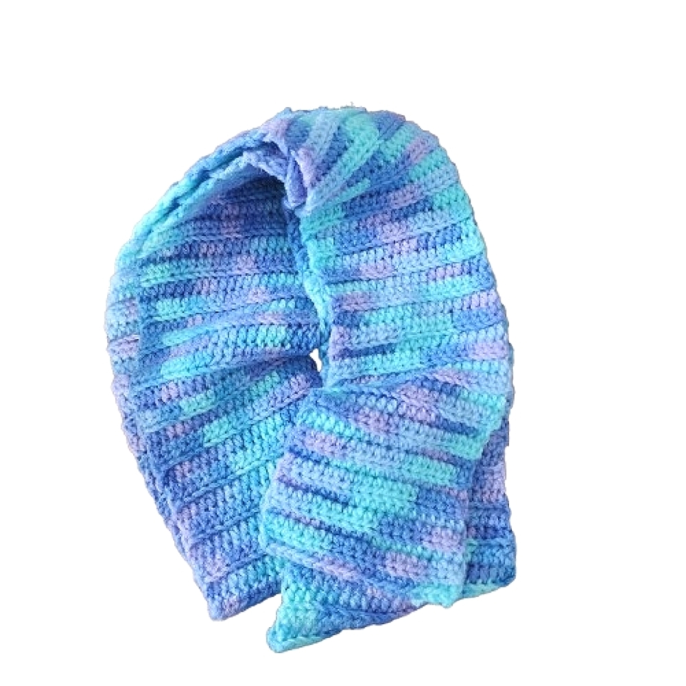 Womens One Size Handmade Blue Lavender Green Knitted Grandmacore Neck Scarf
